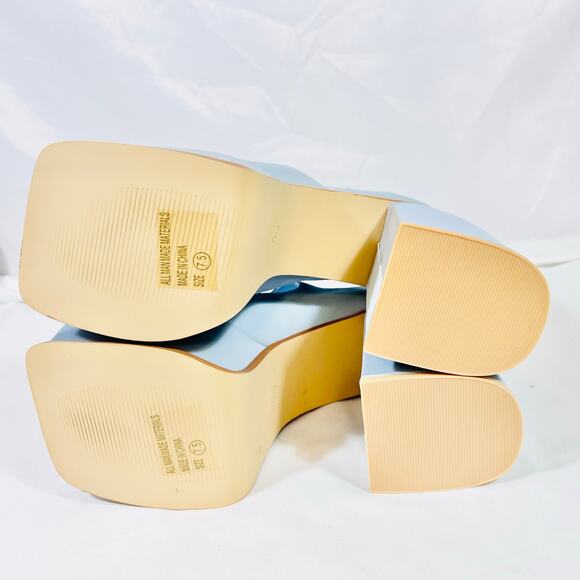 Ocho Toros Platform Heels Women 7.5 Tampico Baby Blue T-Strap Chunky Mary Jane - Picture 14 of 16